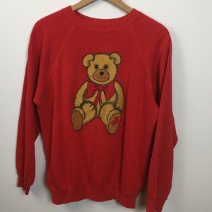 Vintage 80s Hanes 50/50 Teddy Bear Long Sleeve Sweatshirt  L/42-44